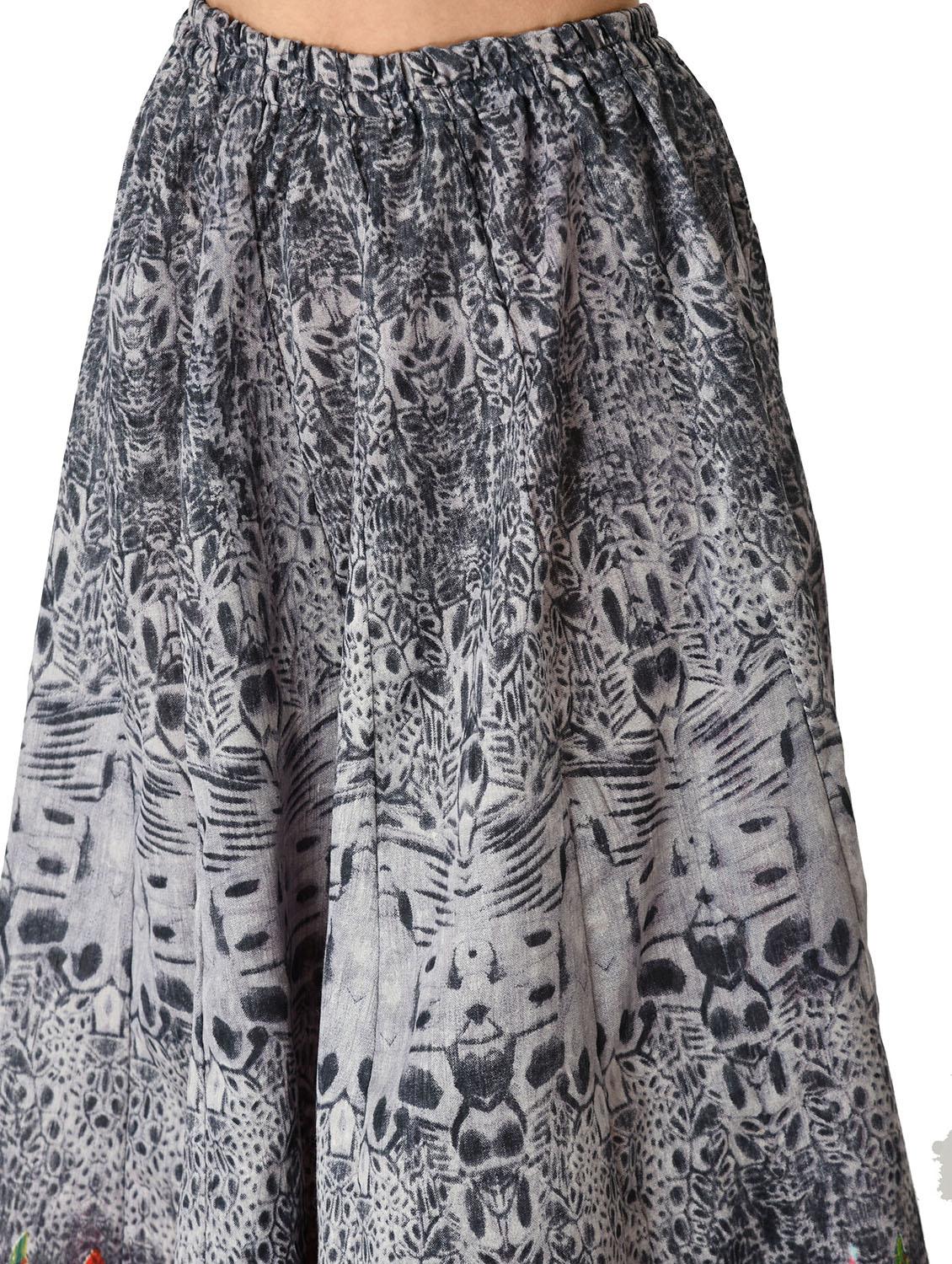 grey printed flared long skirt - 20114607 - Standard Image - 4
