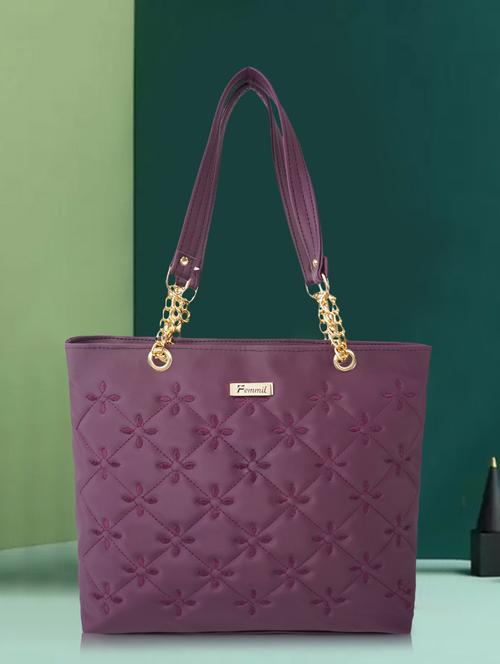 maroon embroidered regular handbag - 20115077 - Standard Image - 0