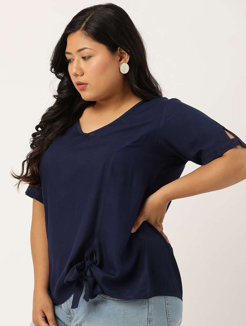 women's straight v neck top - 20115290 -  Standard Image - 1