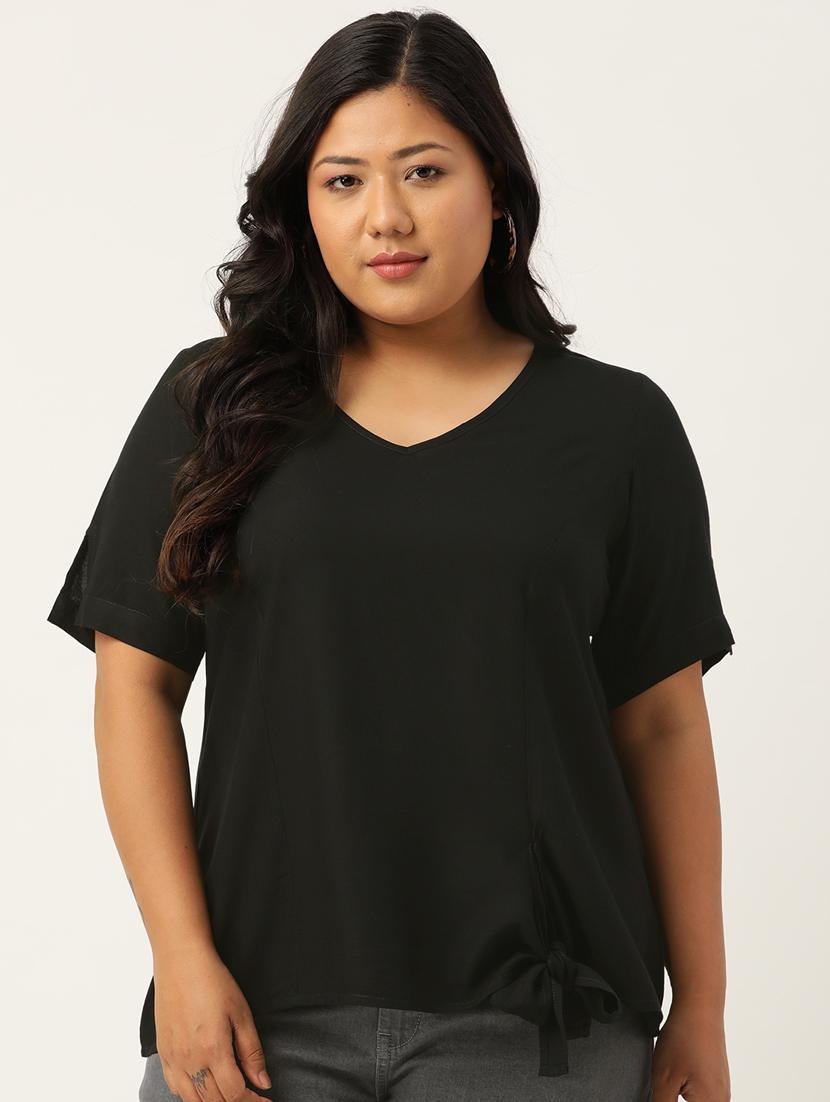 women's straight v neck top - 20115292 - Zoom Image - 0