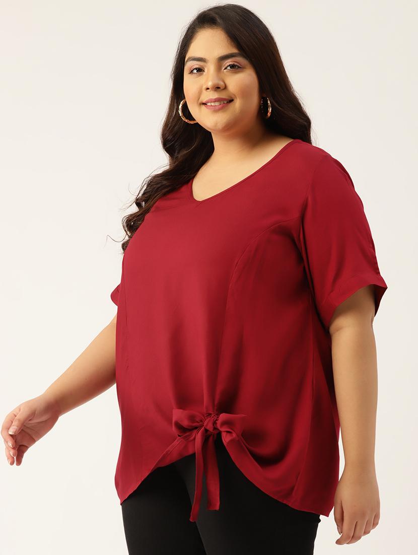 women's straight v neck top - 20115294 -  Standard Image - 1