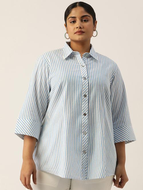 white stripes plus shirt - 20115691 - Standard Image - 0