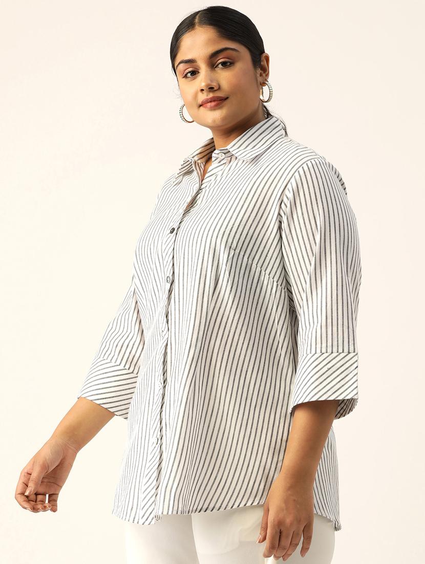 white stripes plus shirt - 20115693 -  Standard Image - 1