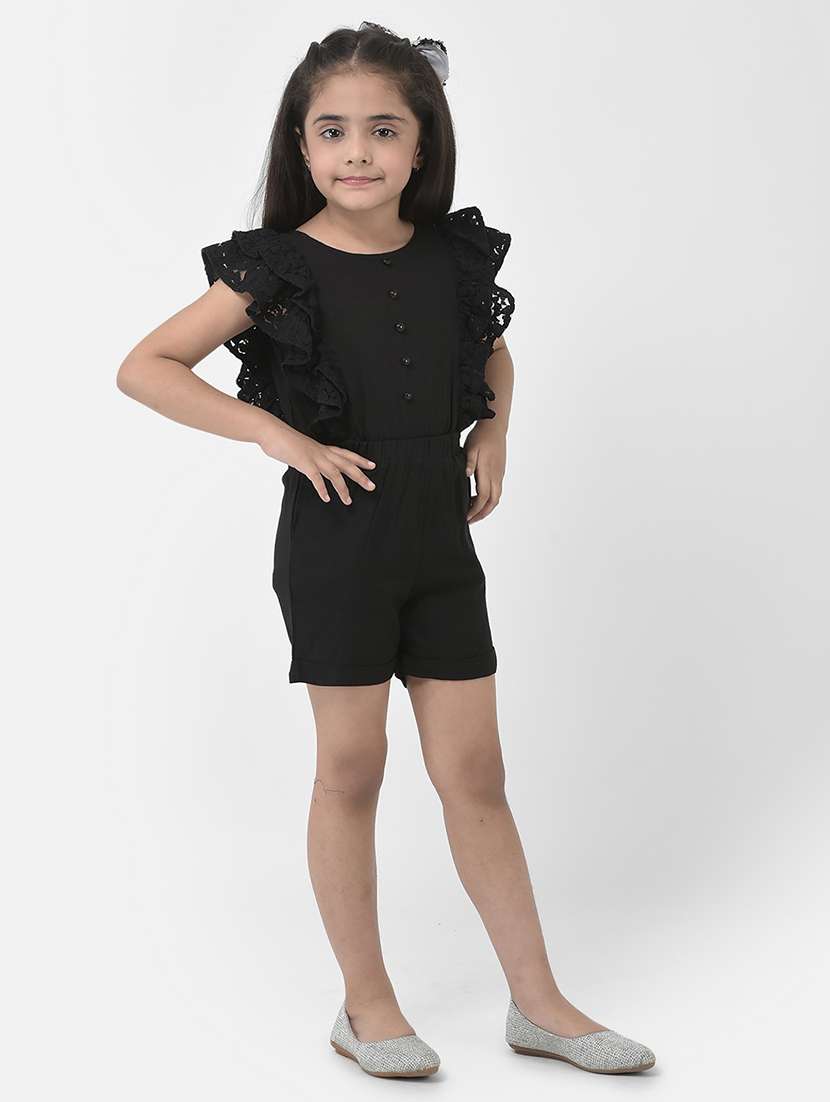 girls black solids playsuits 