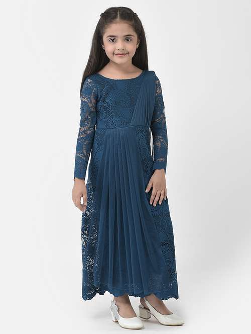 girls round neck long sleeves frock - 20115716 -  Standard Image - 0