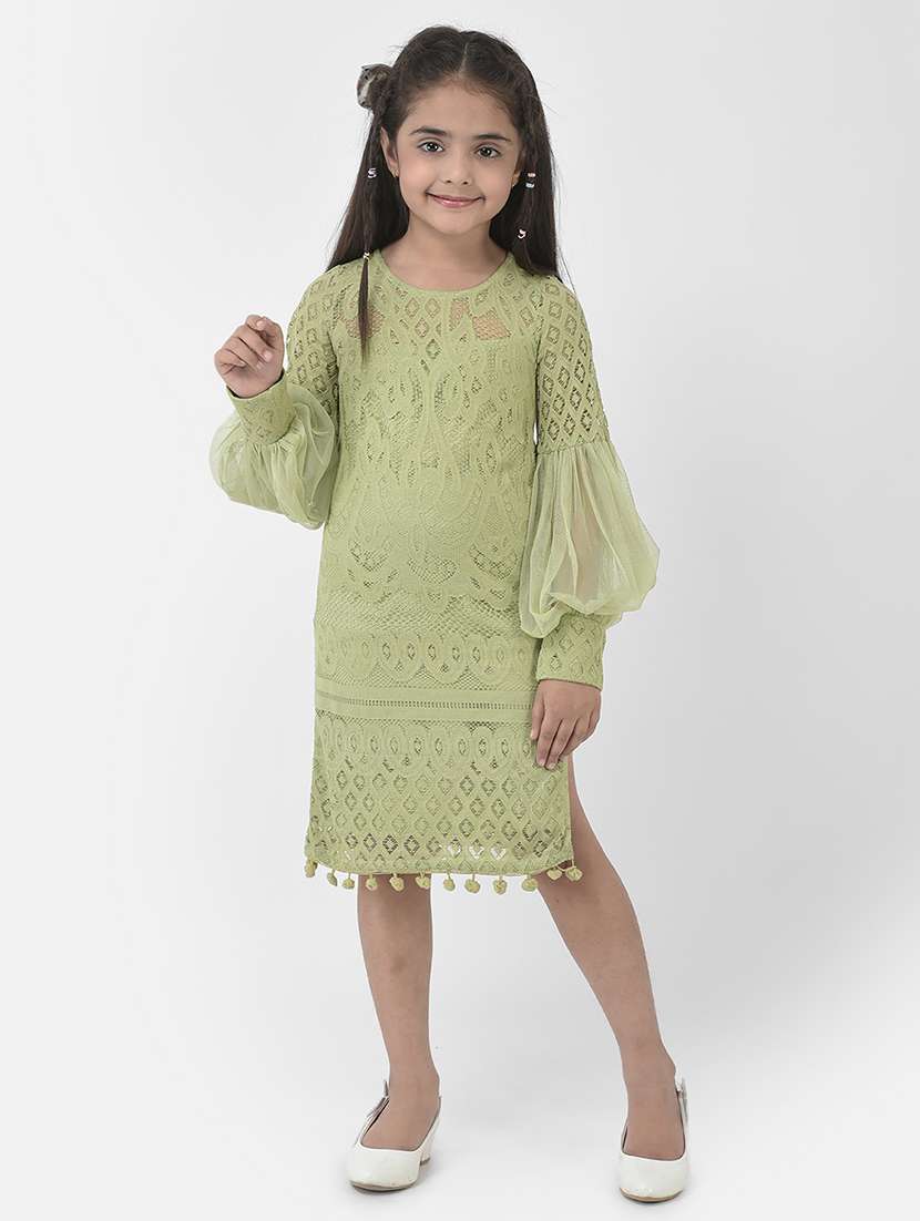 girls round neck long sleeves frock