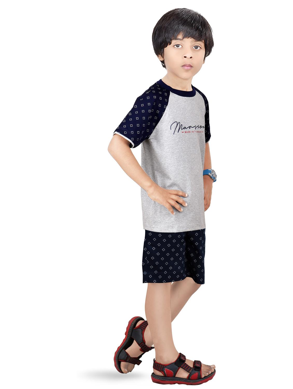 multi colored printed round neck shorts set - 20116941 - Standard Image - 1