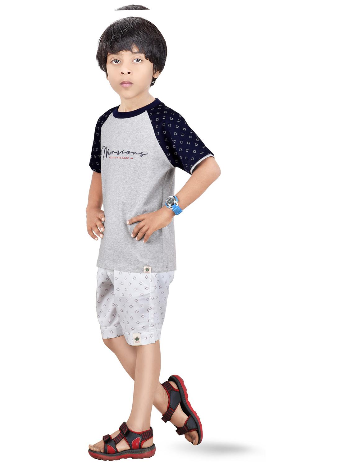 multi colored printed round neck shorts set - 20116942 - Standard Image - 1