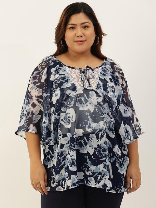 women plus size tie-up neck top - 20117145 - Standard Image - 0