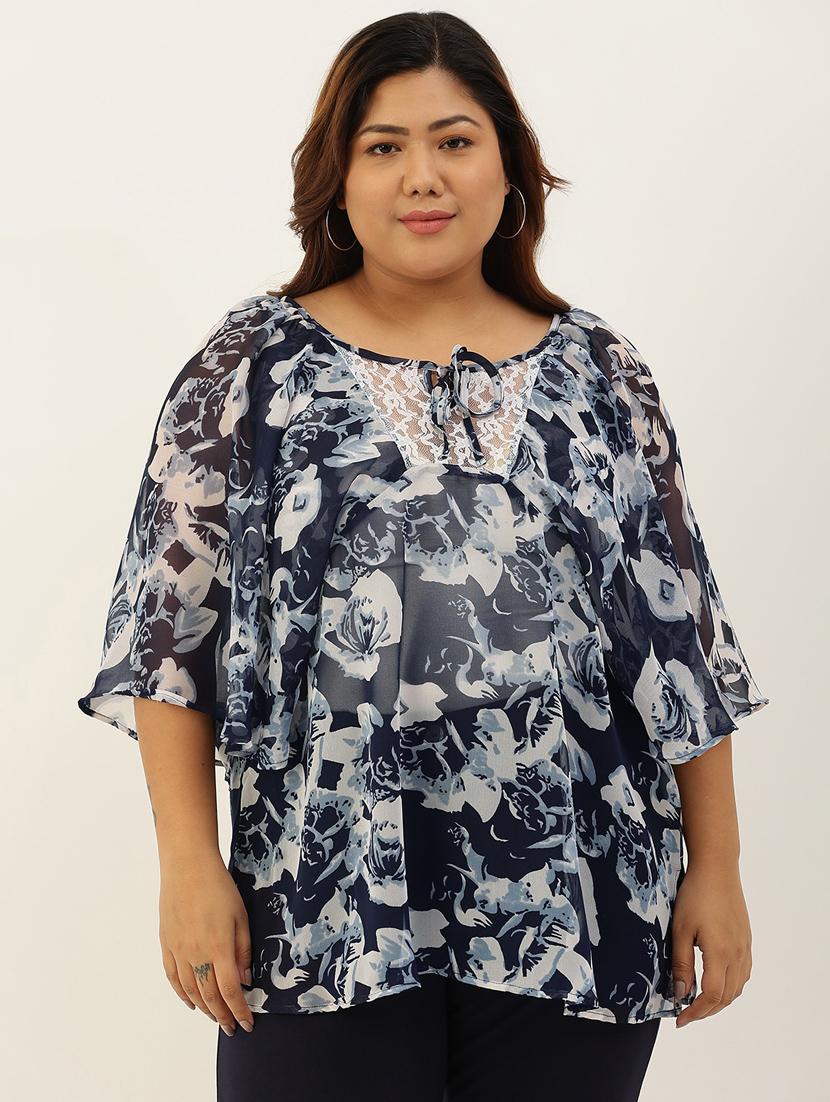 women plus size tie-up neck top - 20117145 - Zoom Image - 0