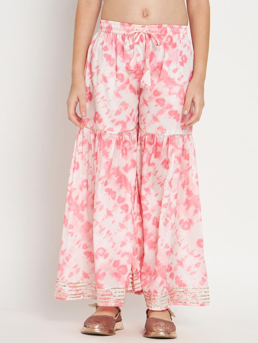 pink tie & dye kurta sharara set - 20117179 - Standard Image - 4