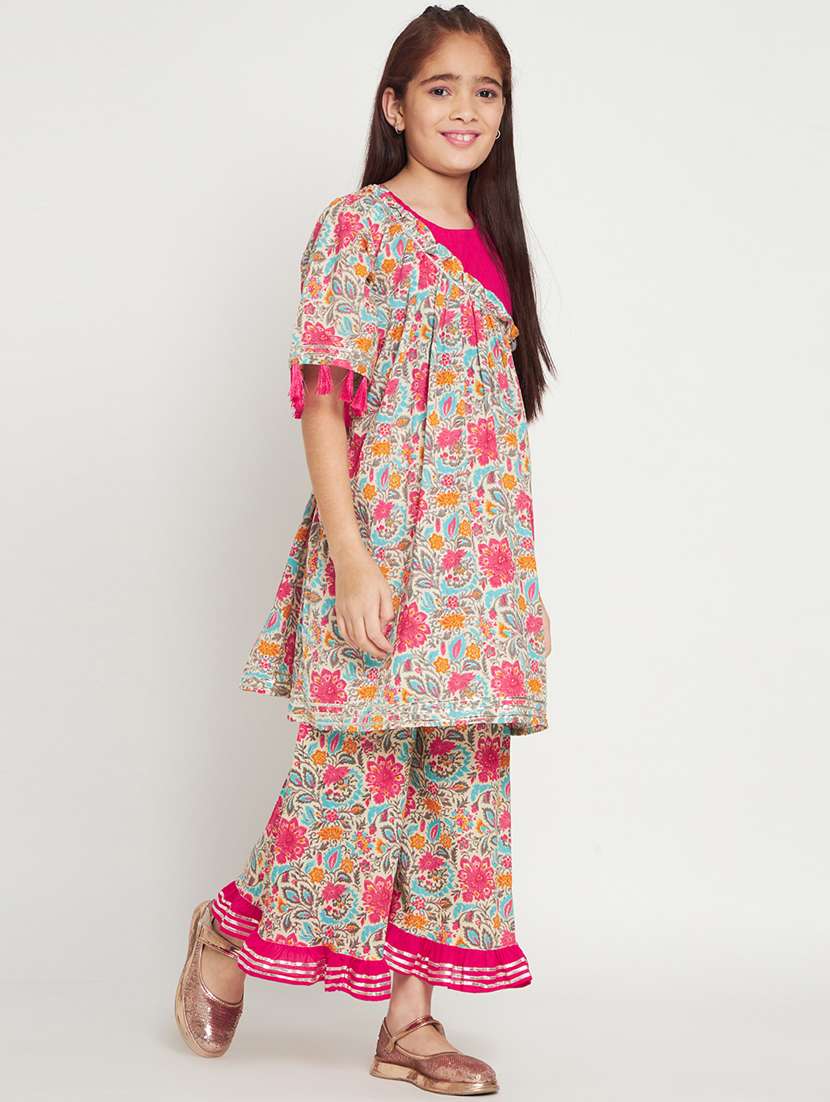 pink printed kurta palazzo set  - 20117180 -  Standard Image - 1