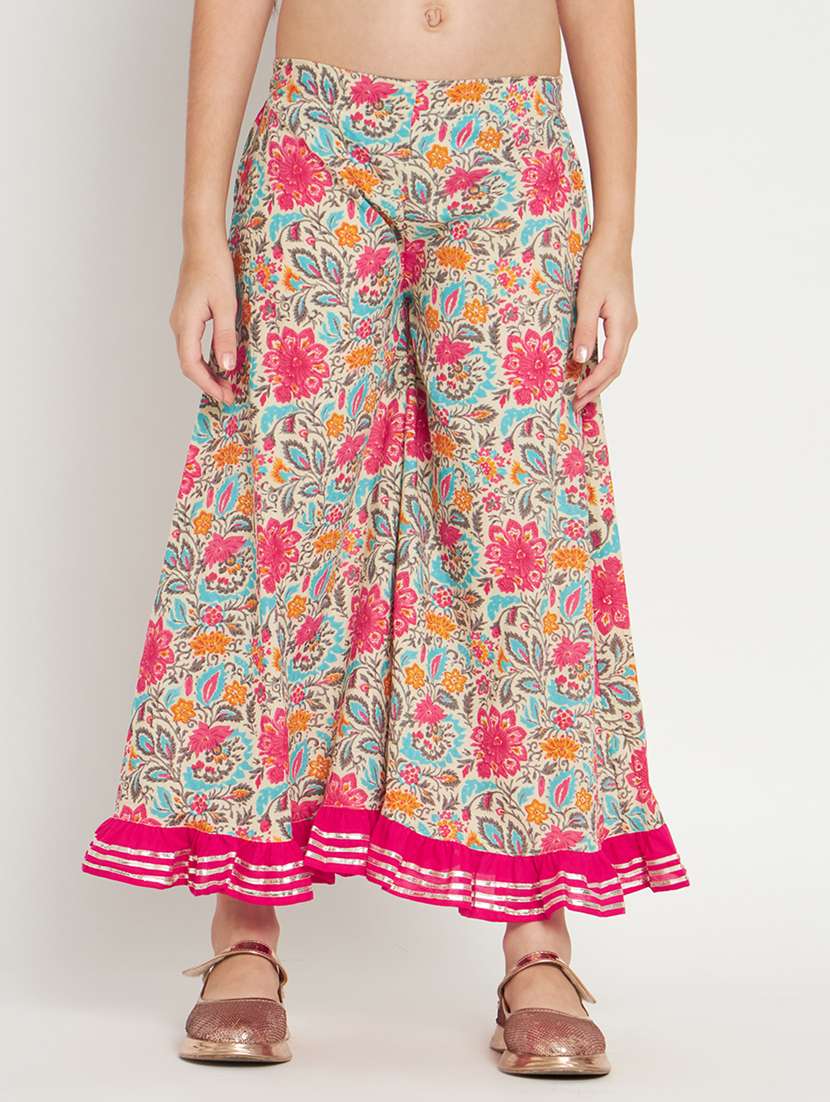 pink printed kurta palazzo set  - 20117180 -  Standard Image - 4