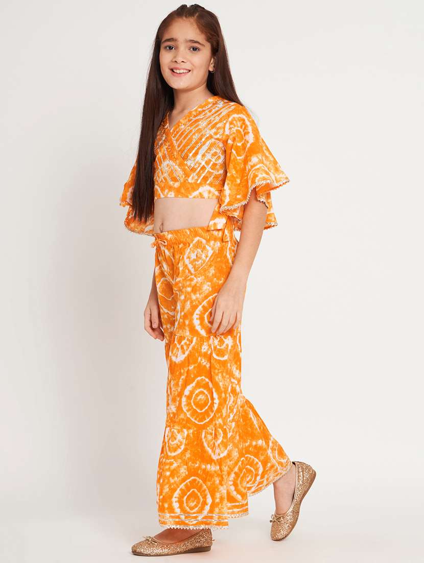 orange printed top pants set  - 20117185 -  Standard Image - 1