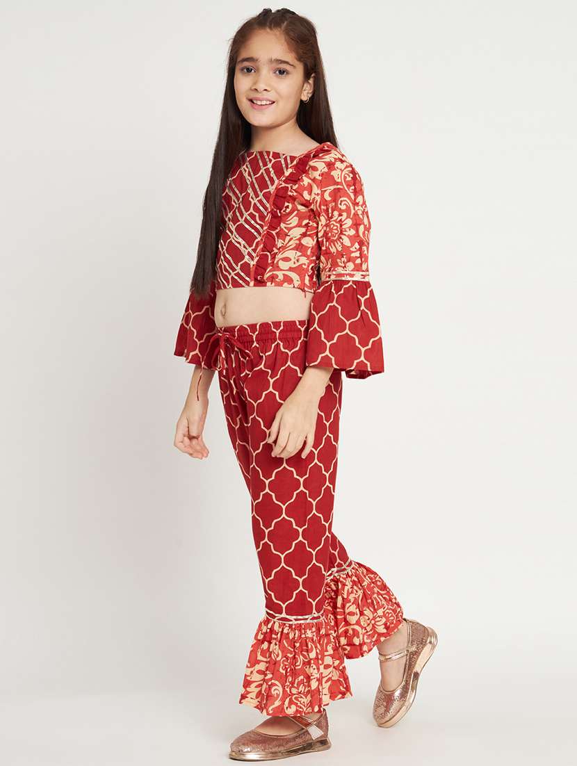 red printed top pants set  - 20117186 -  Standard Image - 1
