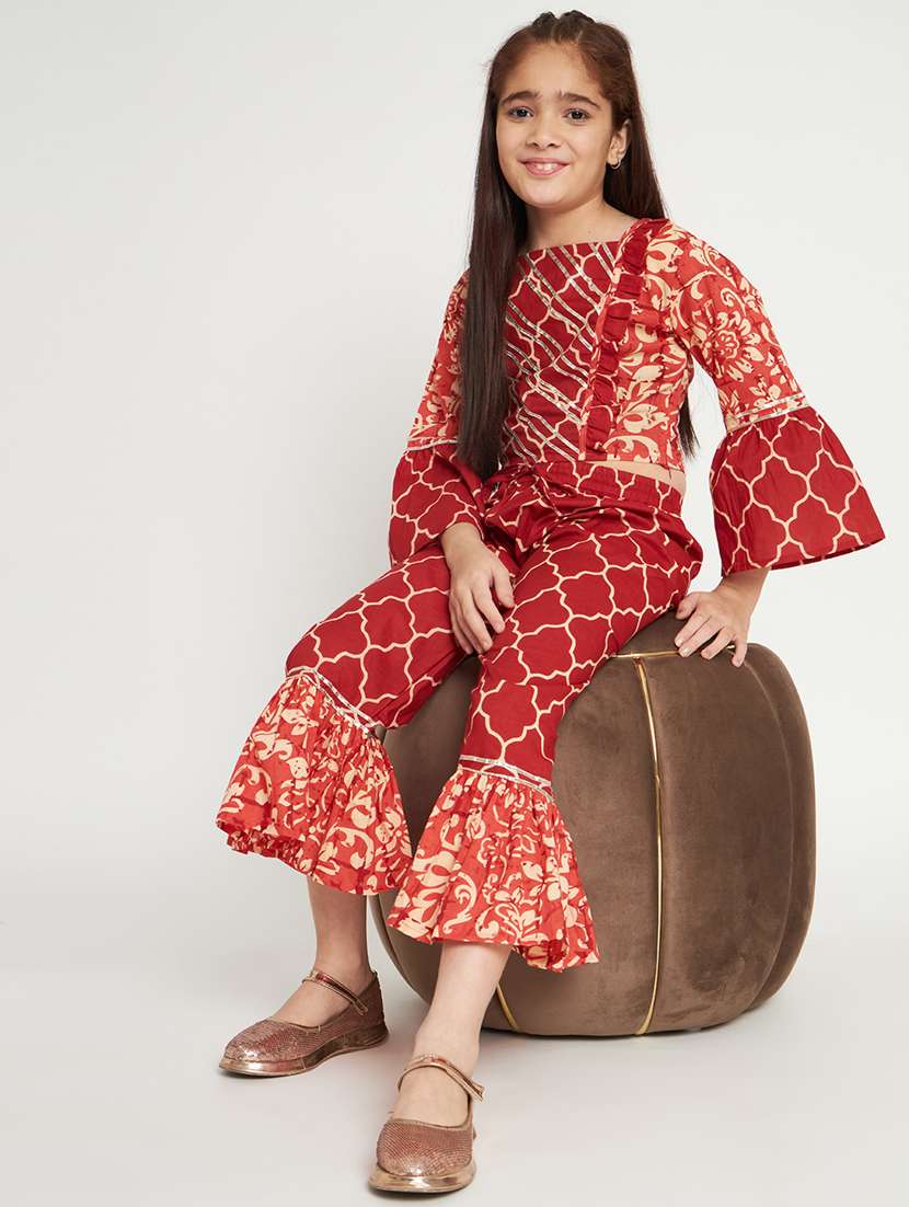 red printed top pants set  - 20117186 -  Standard Image - 4