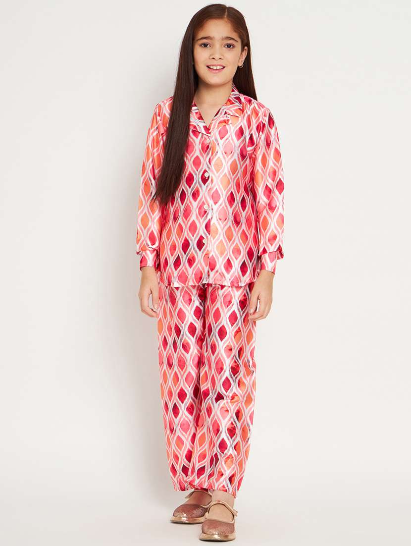 multi colored printed top pants set