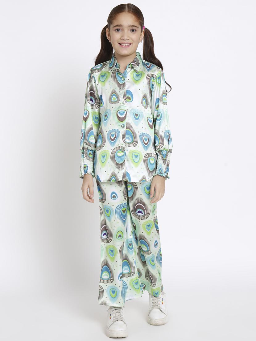 multi colored printed top pants set