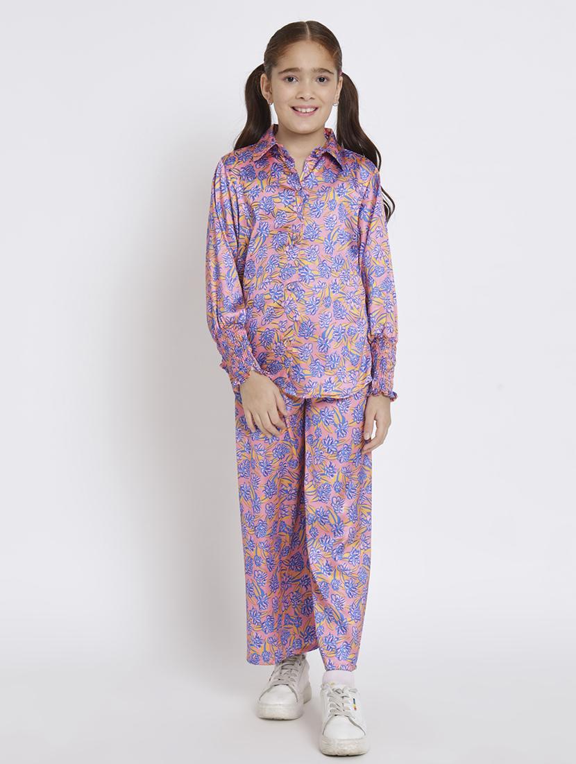 pink printed top pants set - 20117353 - Zoom Image - 0