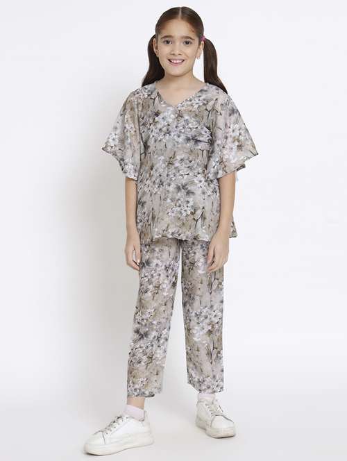 grey printed top pants set - 20117359 -  Standard Image - 0