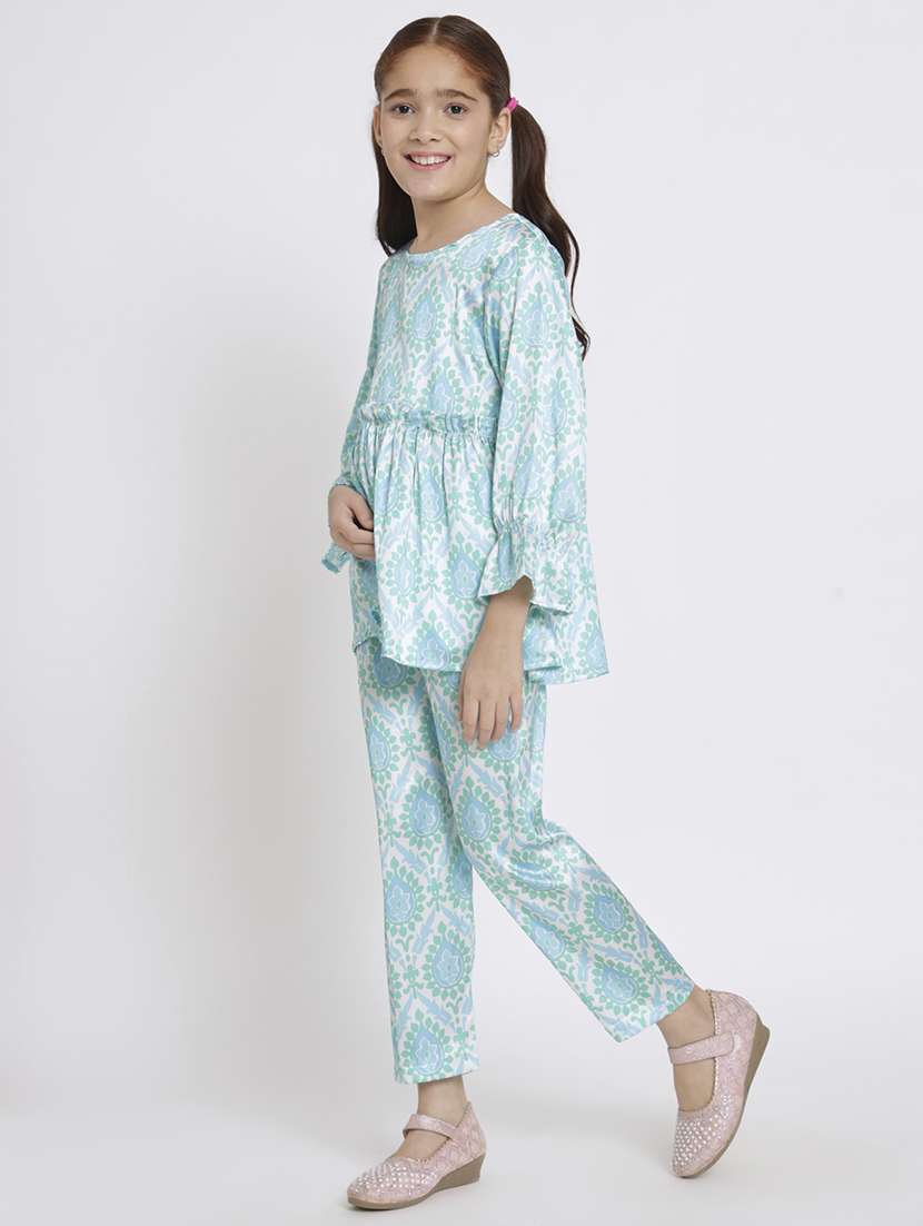 blue printed top pants set - 20117365 -  Standard Image - 1