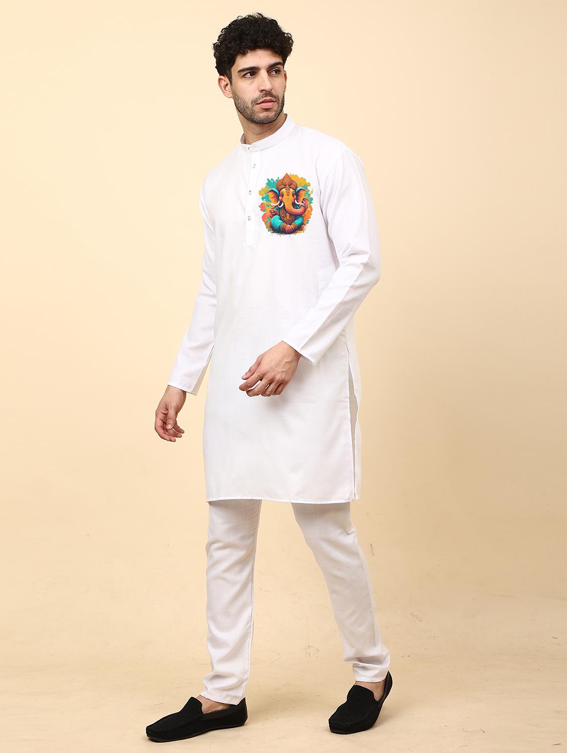 mandarin neck printed long kurta - 20117463 - Standard Image - 1
