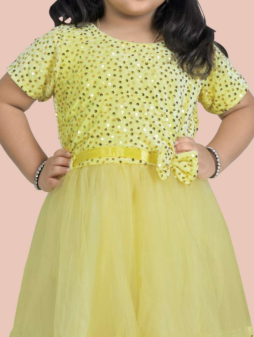 yellow round neck frock - 20117608 -  Standard Image - 4