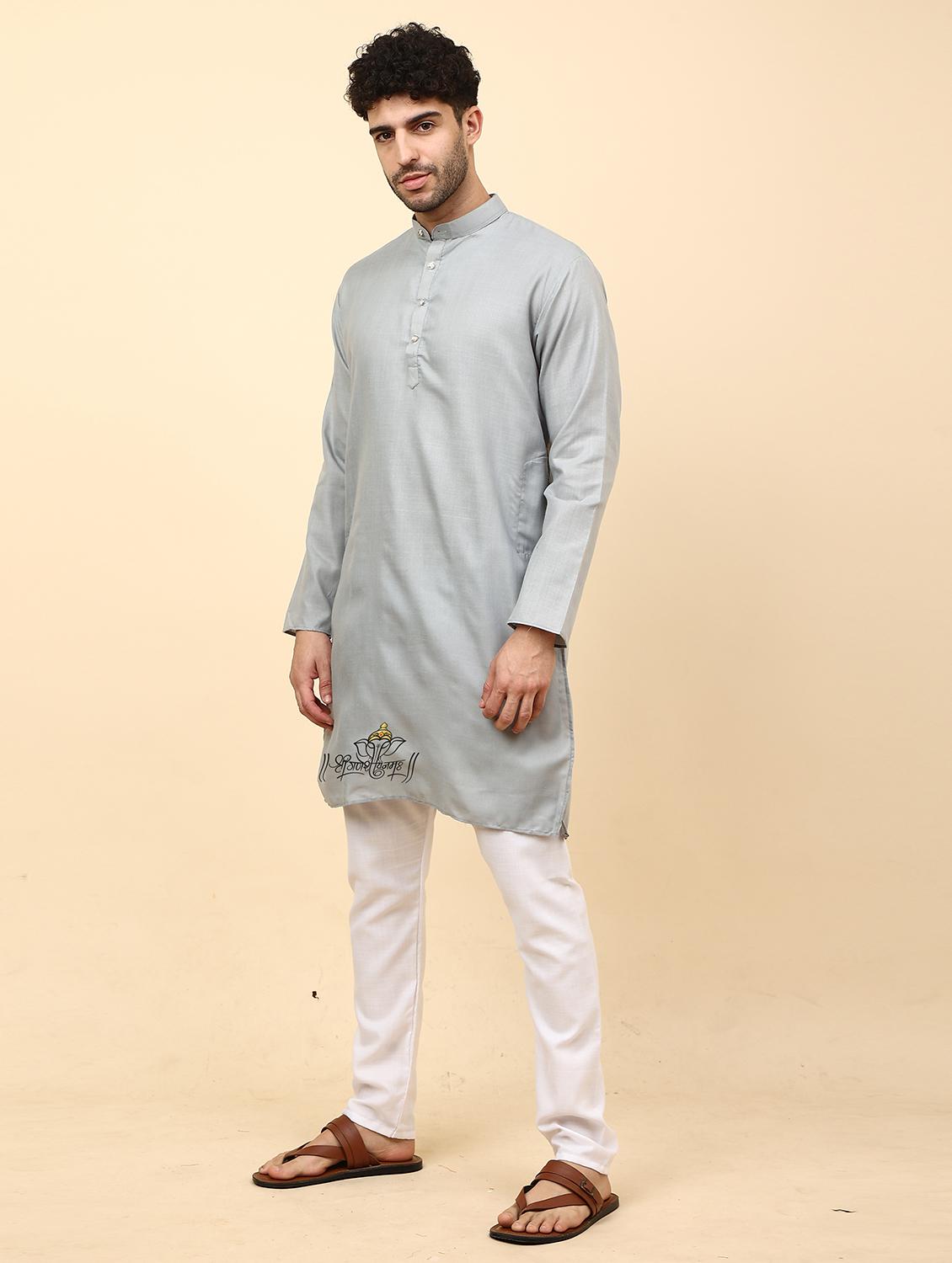 mandarin neck printed long kurta - 20117734 - Standard Image - 1