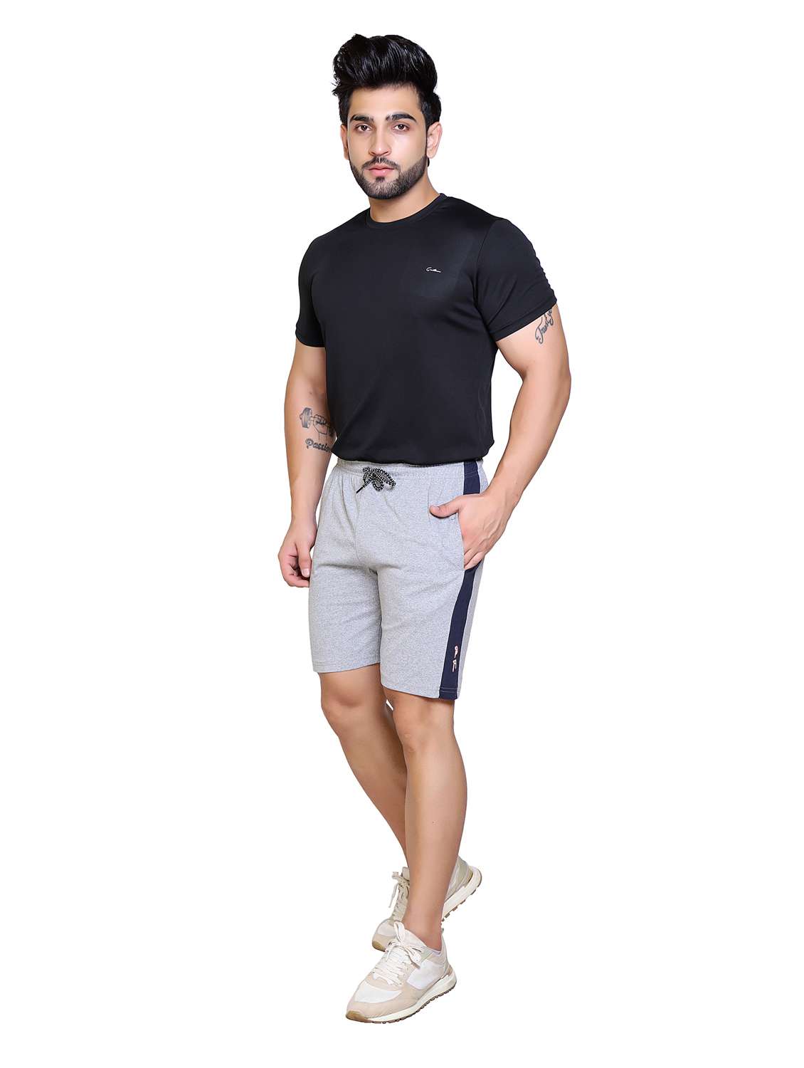 men stripes cotton blend shorts - 20117927 -  Standard Image - 4
