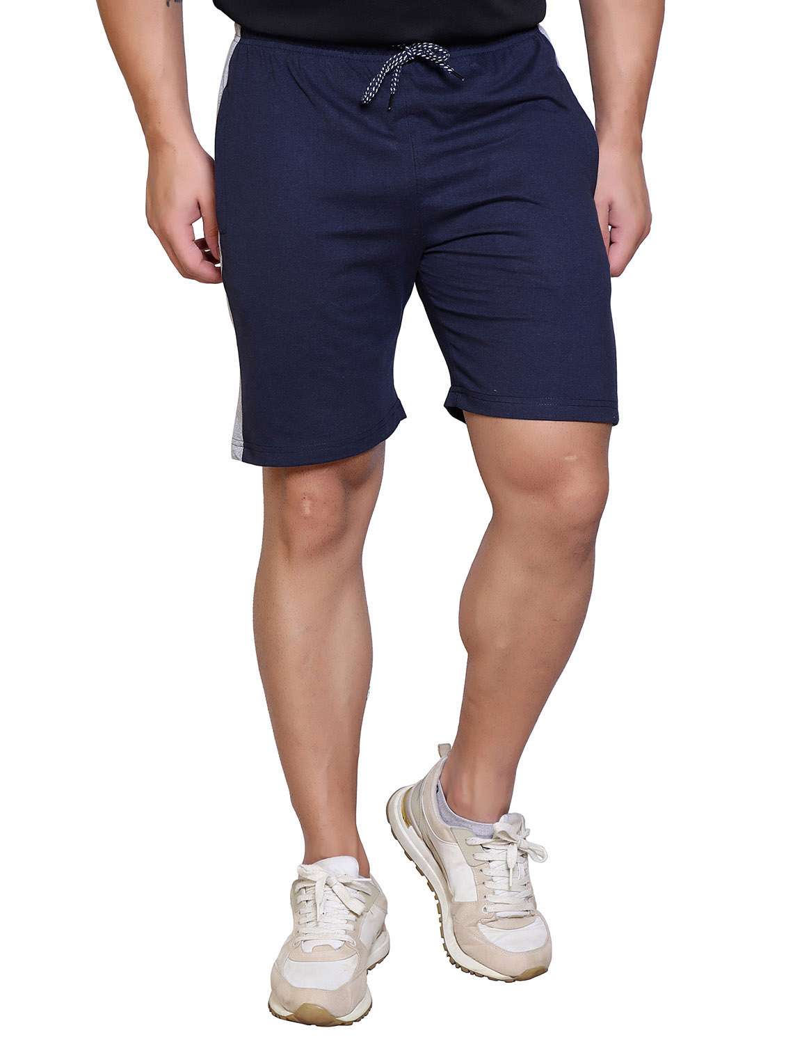men stripes cotton blend shorts