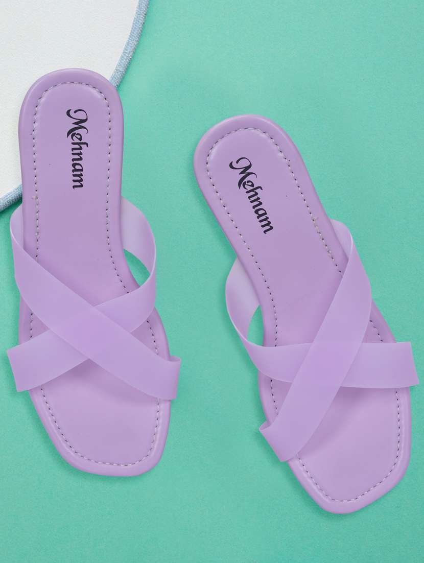 purple slip on flats - 20118393 - Standard Image - 4