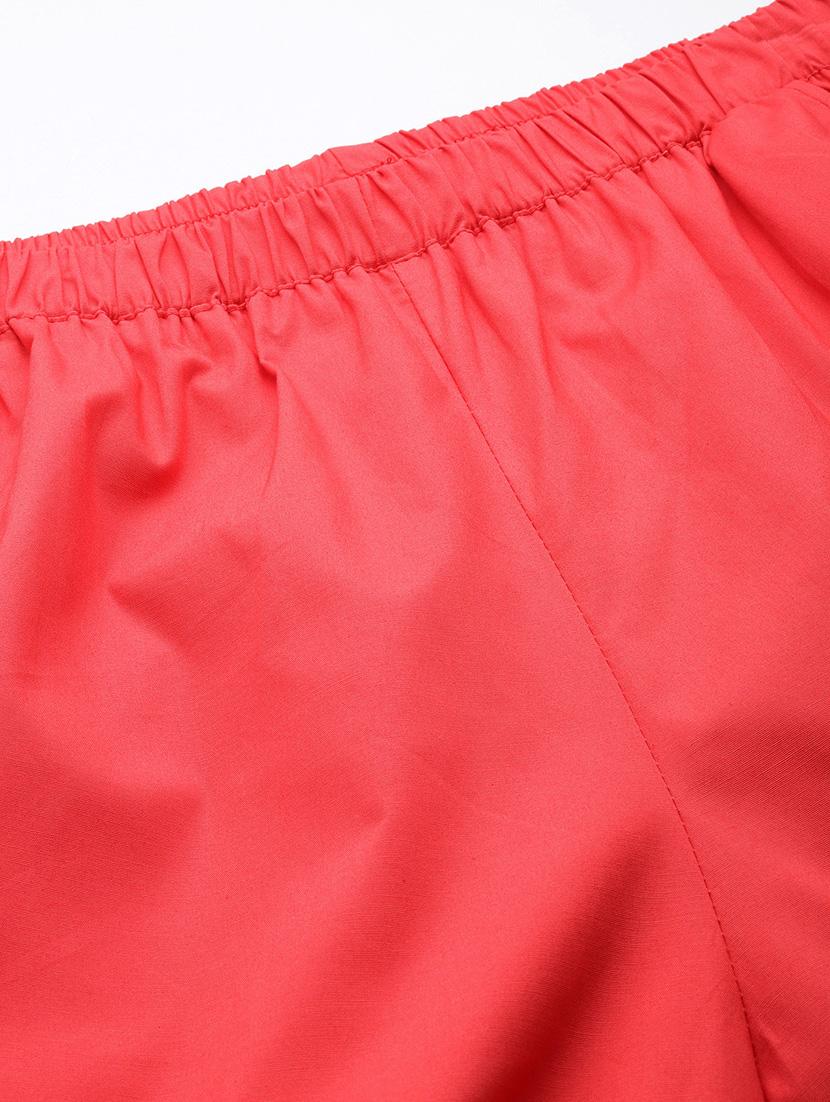 red cotton full length plus trouser - 20120387 - Standard Image - 4