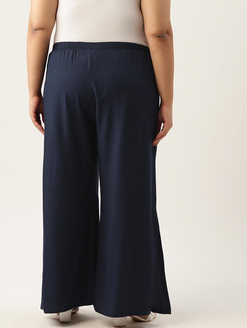 navy blue solids regular plazzo - 20120412 - Standard Image - 1