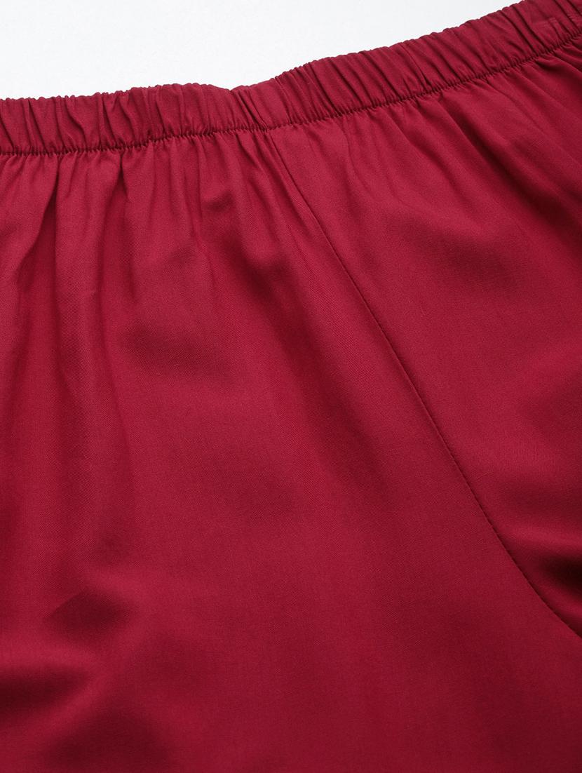 maroon solids regular plazzo - 20120414 - Standard Image - 4