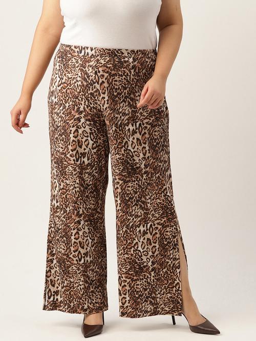 brown printed regular plazzo - 20120417 -  Standard Image - 0