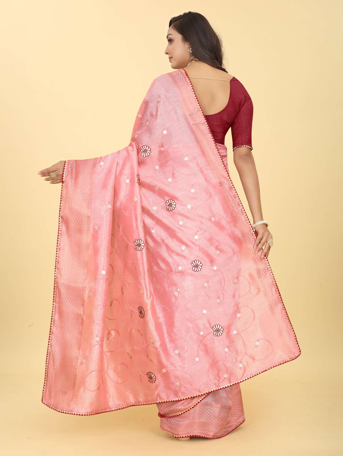 pink embroidered saree with blouse - 20120630 - Standard Image - 1