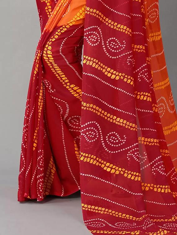women's bandhani red colored saree with blouse - 20120833 - Standard Image - 1