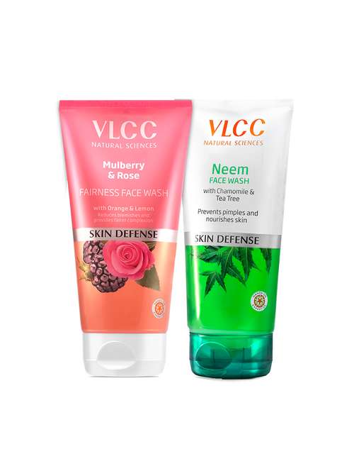 vlcc combo kit of neem & mulberry & rose face wash -300ml (pack of 2)