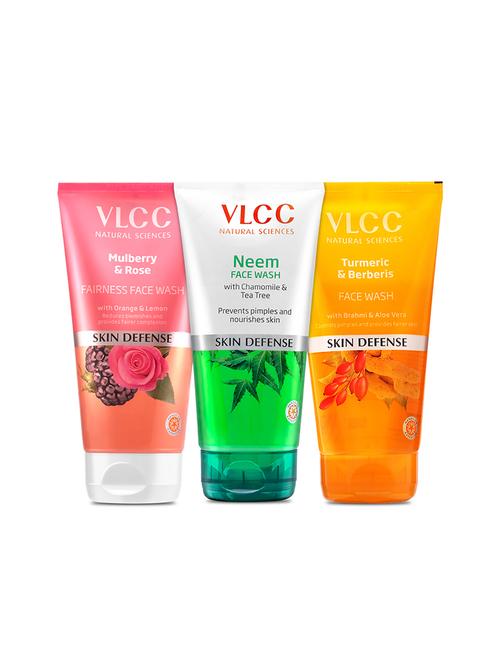 vlcc original neem tea tree & mulberry rose & turmeric berberis face wash -150 ml (pack of 3) - 20120971 - Standard Image - 0