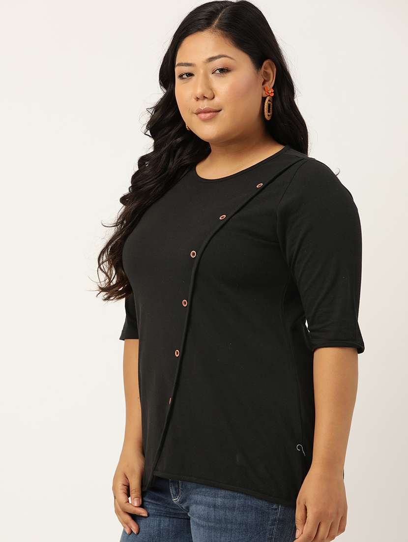 women plus size round neck top - 20121621 -  Standard Image - 1