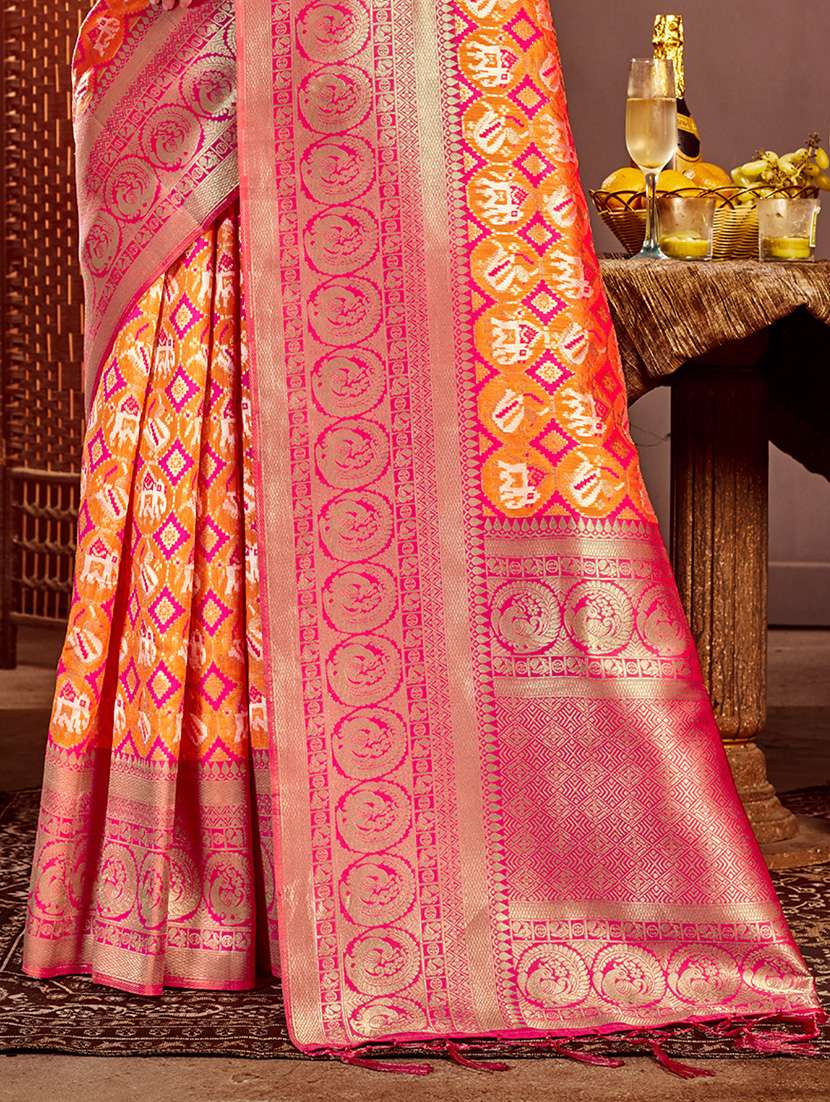 women's self design orange colored saree with blouse - 20122084 -  Standard Image - 1