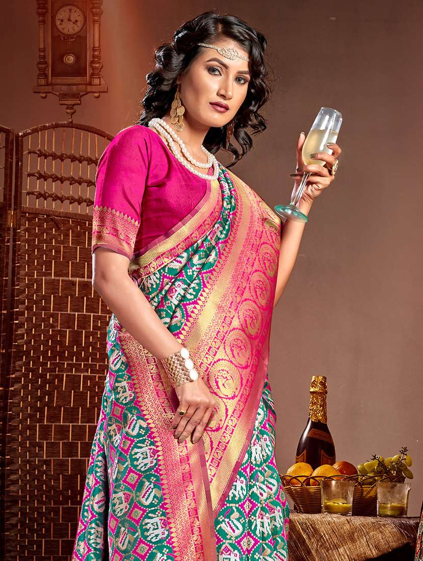 women's self design green colored saree with blouse - 20122085 -  Standard Image - 1