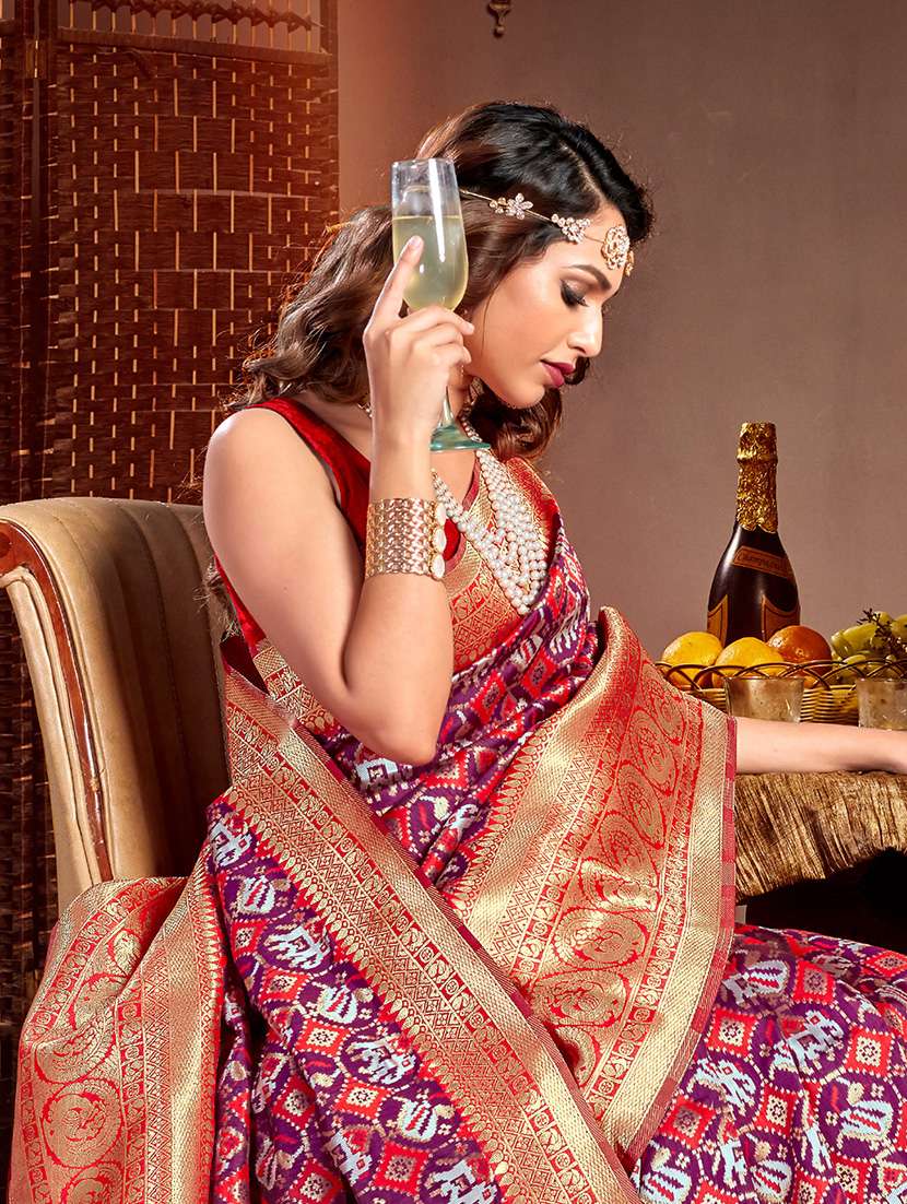 women's self design purple colored saree with blouse - 20122086 -  Standard Image - 1