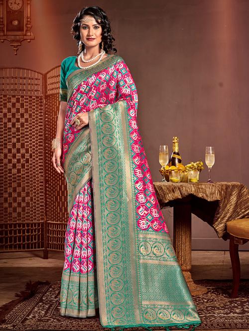 women's self design pink colored saree with blouse - 20122087 -  Standard Image - 0