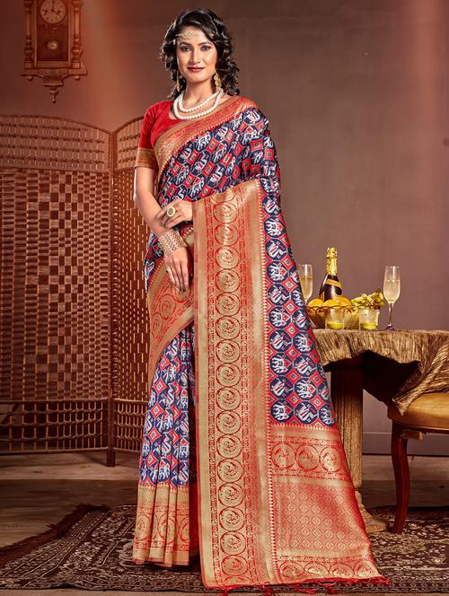 women's self design blue colored saree with blouse - 20122088 - Standard Image - 0