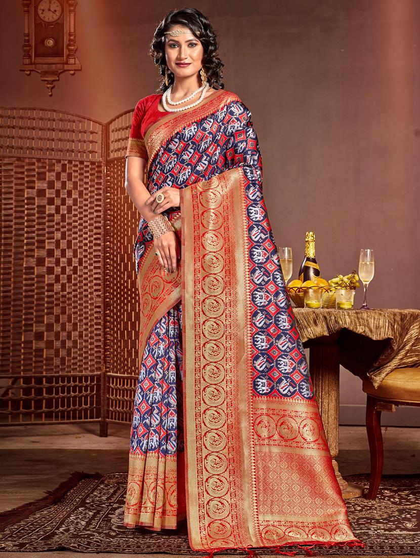women's self design blue colored saree with blouse - 20122088 - Zoom Image - 0