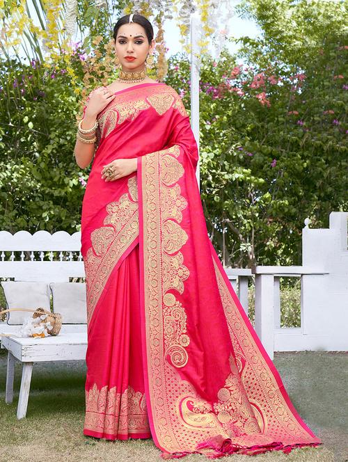 women's self design pink colored saree with blouse - 20122124 -  Standard Image - 0