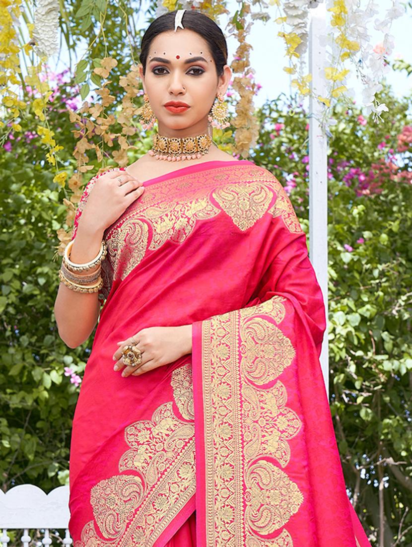 women's self design pink colored saree with blouse - 20122124 -  Standard Image - 1