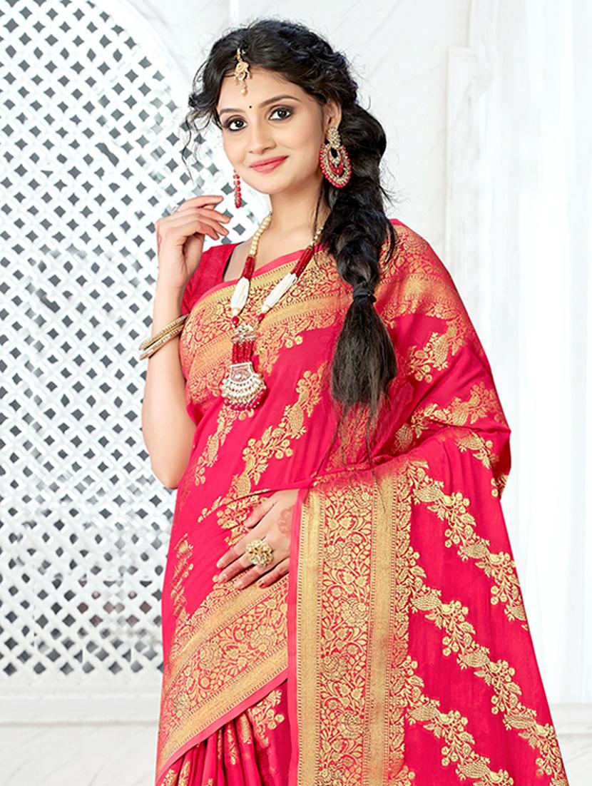 women's self design pink colored saree with blouse - 20122131 - Standard Image - 1