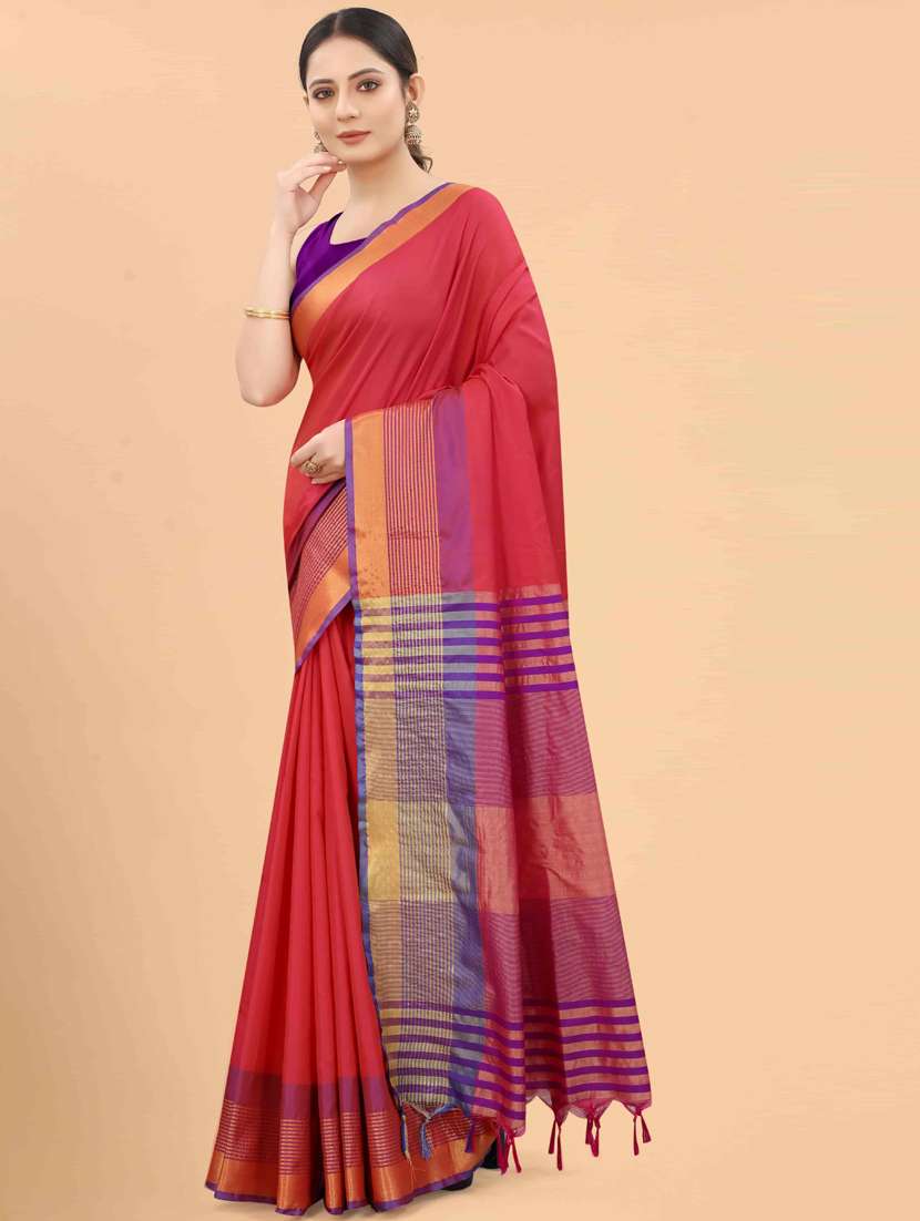 Women's Self Design Red Colored Saree With Blouse - 20122393 -  Standard Image - 1